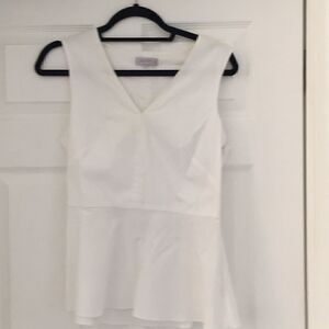 White v neck top with peek a boo back